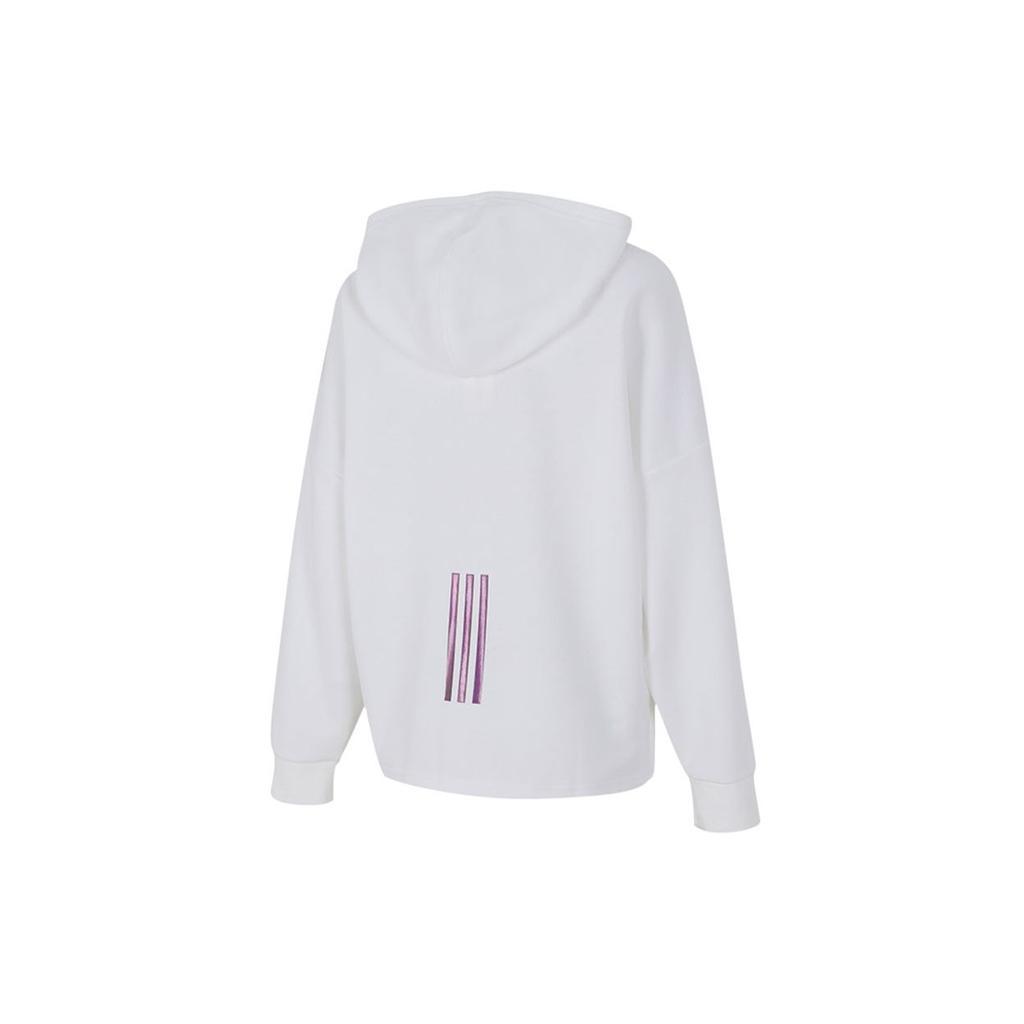 Adidas Heart Logo Printed Sports Hoodie Women Hoodies White H50247