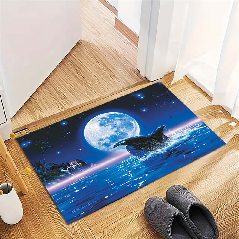 

Glowing Eyes Black Cat Non-Slip Doormat, Dark Kawaii Pet Print Floor Mat 40x60cm( 15x23in )