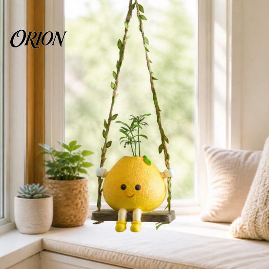 Resin Swing Ornament Cute Swinging Lemon Wall Hanging Ornament, Smiling Figurine, Decor Decor, Boho Art for Bedroom Balcony Home Decorative