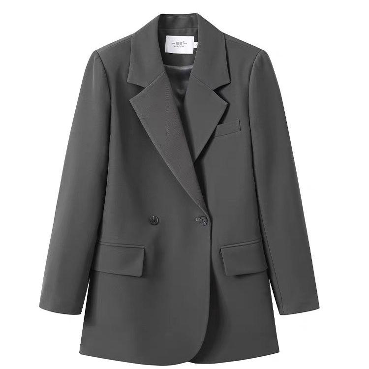 Fashionable Korean Style Loose Casual Suit Jacket with Slit for Women Coat