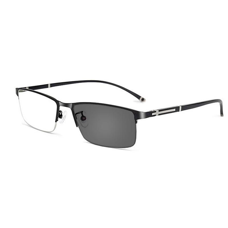 

Progressive Multifocal Reading Glasses Men Flexible Photochromic Anti Blue Ray Presbyopic Glasses Cross Decoration TR90 Half Rim +250 чёрный