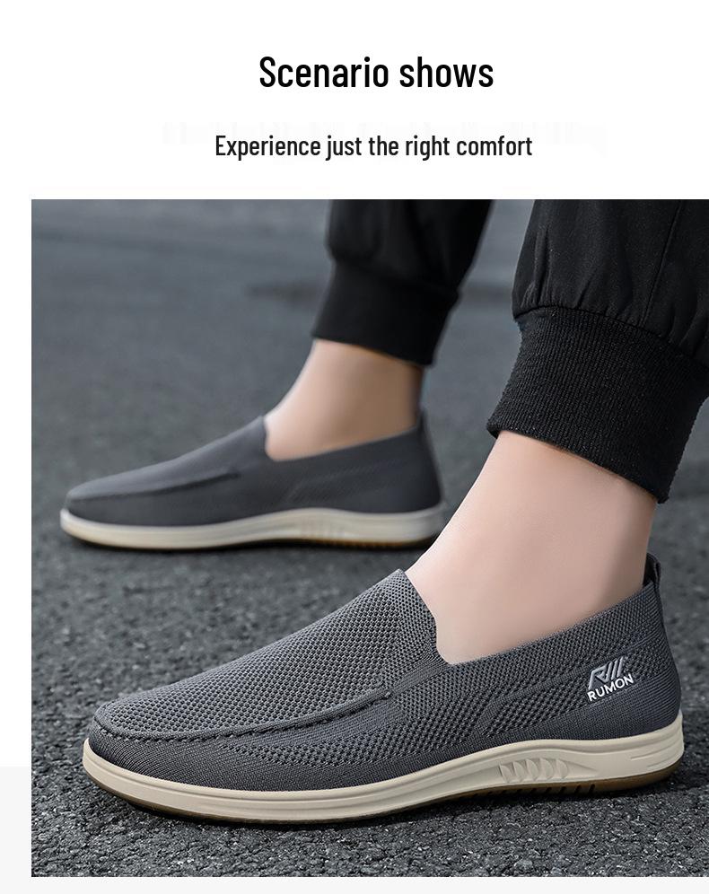 Men's Casual Fly-Knit Slip-On Mesh Shoes - Breathable and Odor-Resistant