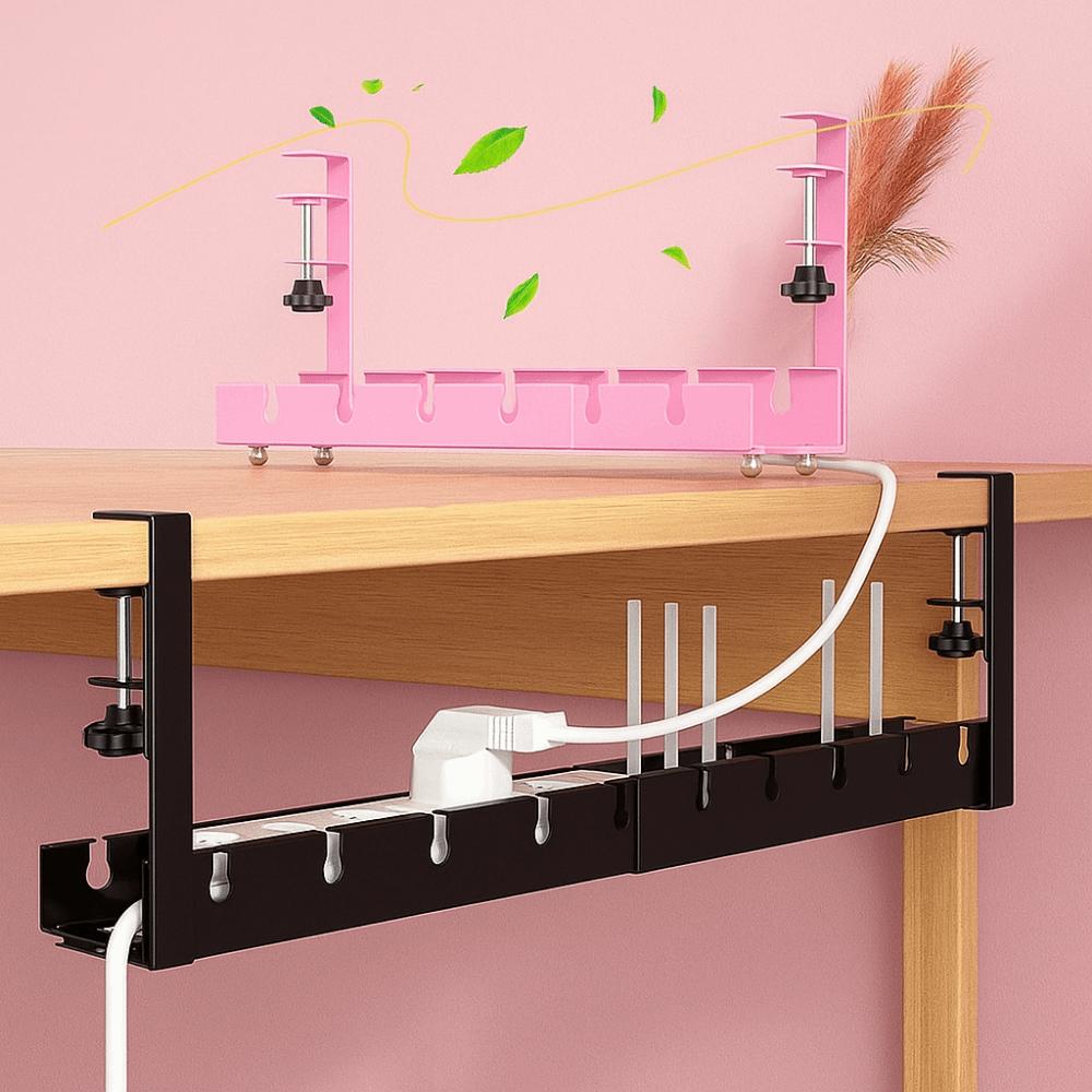 Space Saving Retractable Cable Storage Rack No Drilling Under Desk Cable Shelf  Computer Desk