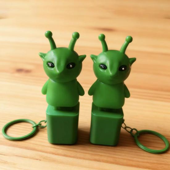 1/2/3Pcs Green Aliens Button Keychain Fidget Toy with Sound LED Lights Stress Anxiety Relief Keyboard Clicker Decompression Button Sensory Toy