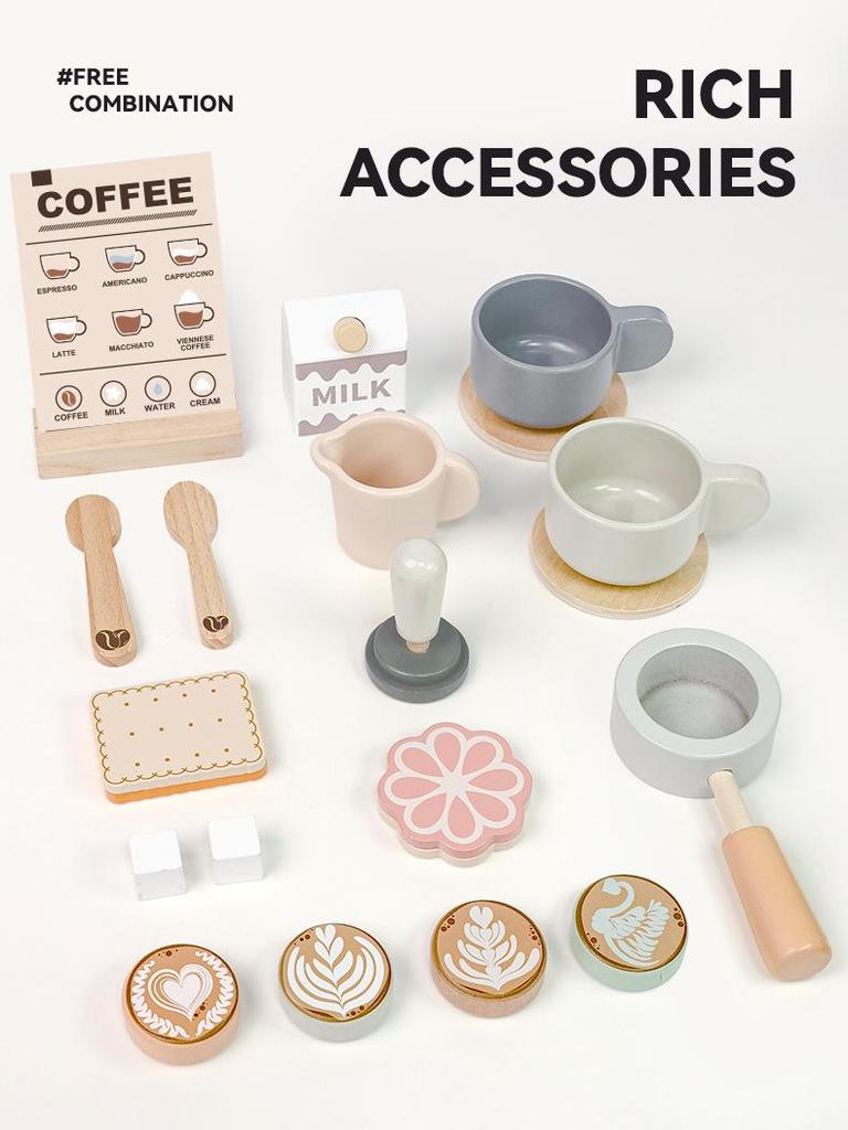 Kids' Wooden Kitchen Play Set: Afternoon Tea & Coffee Maker