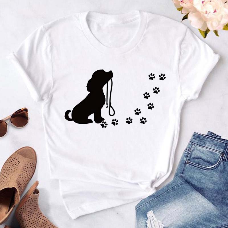 Maycaur New Love Heart Dogs Paws Print T Shirt Unisex Cartoon Tshirt Funny Black Tshirt Summer Fashion Oneck Aesthetic Tshirts