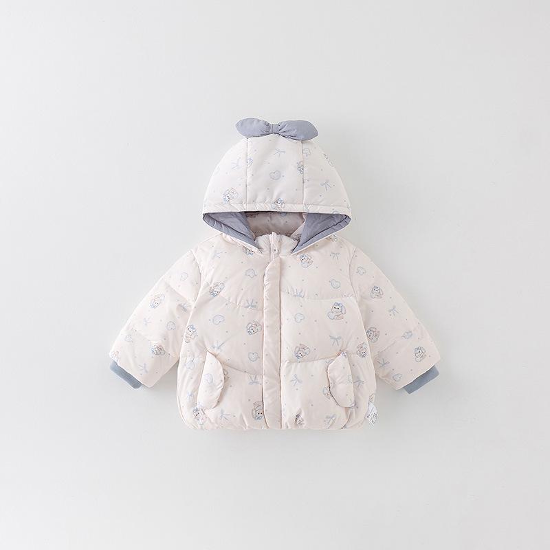 Stylish Hooded Down Jacket for Infant & Toddler Girls - Thickened Winter Coat with 90% White Duck Down