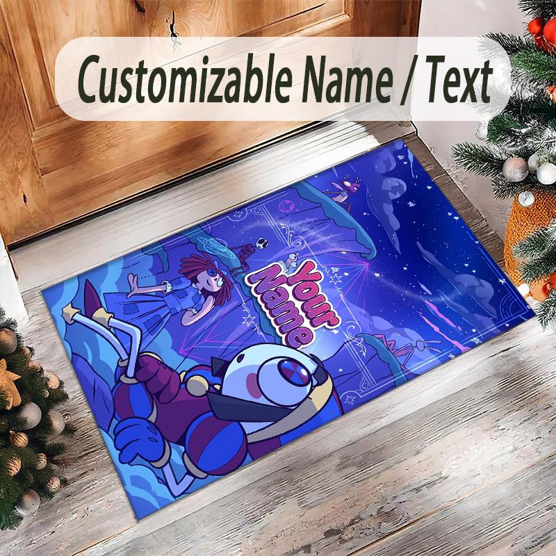 Personalized Crystal Velvet Carpet Custom Name Text,The Amazing Digital Circus Anti Slip Area Rug For Home Decoration