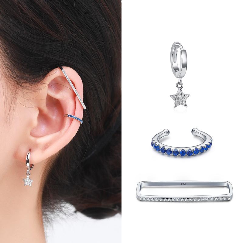 Modian 1PC Rainbow Ear Cuff 925 Sterling Silver Fashion Unique Circle Tiny Clip Earrings For Women Girl Fine Jewelry Accessories
