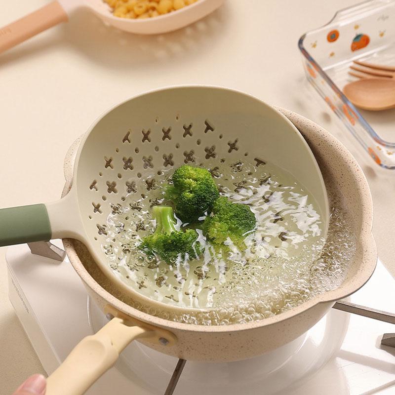 1/3Pcs Big Colander Spoon Slotted Colander Spaghetti Pasta Serving Spoon with Holes Heat-resisting Plastic Kitchen Cooking