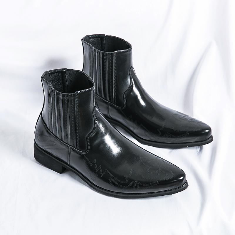

Кожаные ботинки для мужчины Натуральная кожа Ботинки большого размера Высококачественные дизайнерские формальные ботинки Повседневные ботинки Деловые 46 чёрный