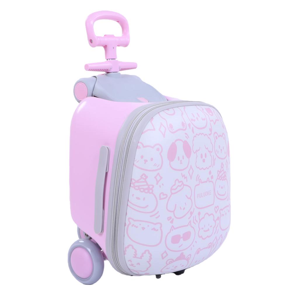 Kinder Mitfahr-Koffer mit Sitz 20 Zoll Handgepäckkoffer 2-in-1 Kinderkoffer mit flexiblen Rädern und Schutzbügel für