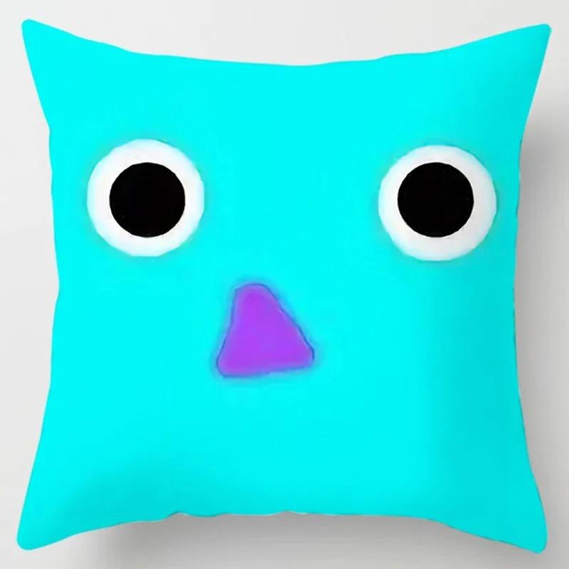 Taie d'oreiller décorative à motif drôle d'expression de dessin animé, salon, ornements de bureau, maison