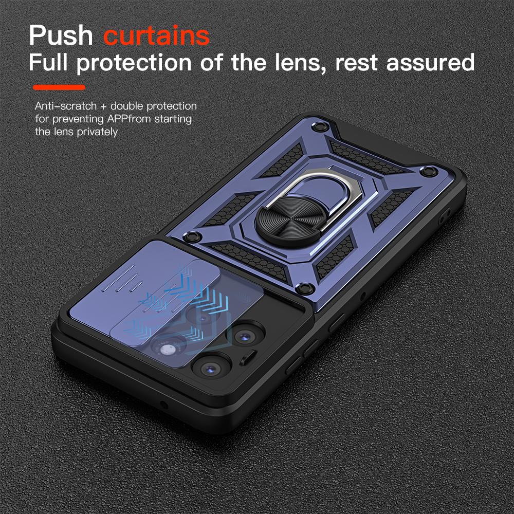 KEYSION Shockproof Armor Case for Motorola MOTO G86 5G Slide Camera Lens Protection Ring Stand Phone Back Cover for MOTO G56 5G