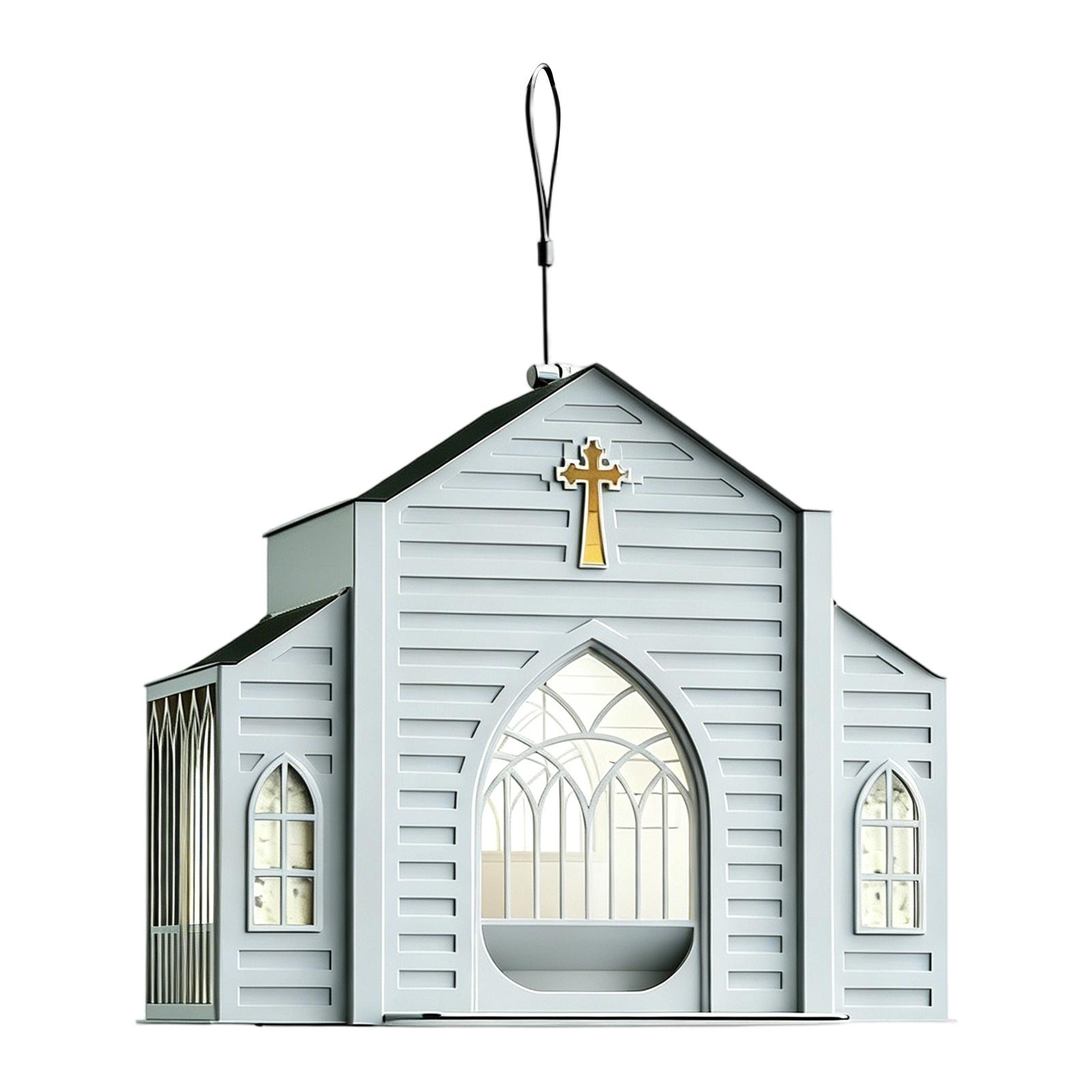 

Church Shape Metal Bird Eater With Solar Light, Suitable For Garden/yard/ Decoration One Size
