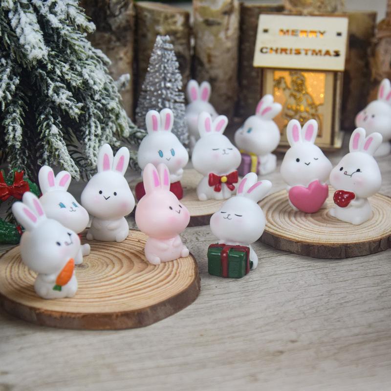 

Christmas Resin Decorative ItemsMini Little Rabbits and Cute Cartoon Animals for Decoration and Landscaping Speculation (Pink)