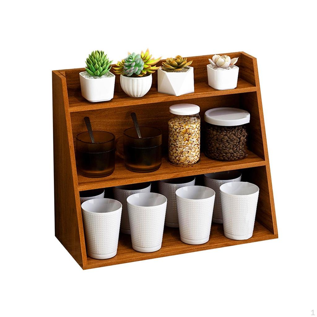 3-stöckiges Vintage-Ausstellungsregal, Schreibtisch-Organizer, Kunsthandwerk, Tassenständer, freistehender Schminktisch