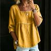 Chemise Patchwork Dentelle Denim pour Femme Col Carré Manches Courtes Décontractée Coupe Ample Blouse Tissu Léger Respirant