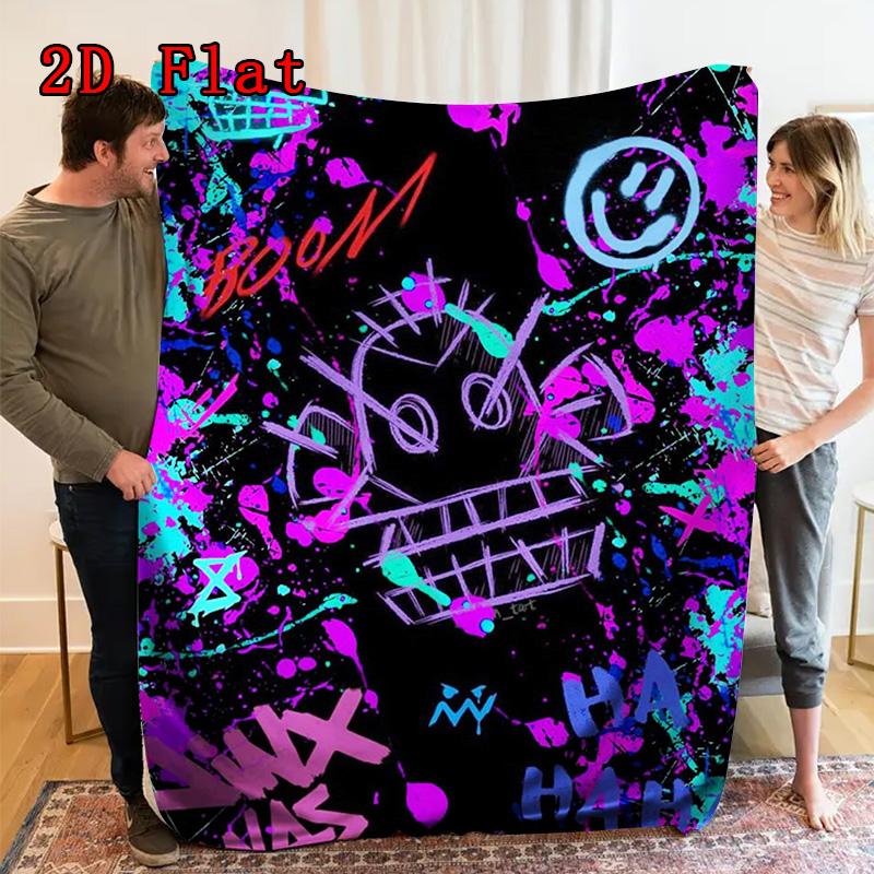 Vivid Graffiti 2D Flat Pattern Flannel Blanket High quality All Seasons Warmth and Comfort Perfect for Christmas Gifts.SMT0917523