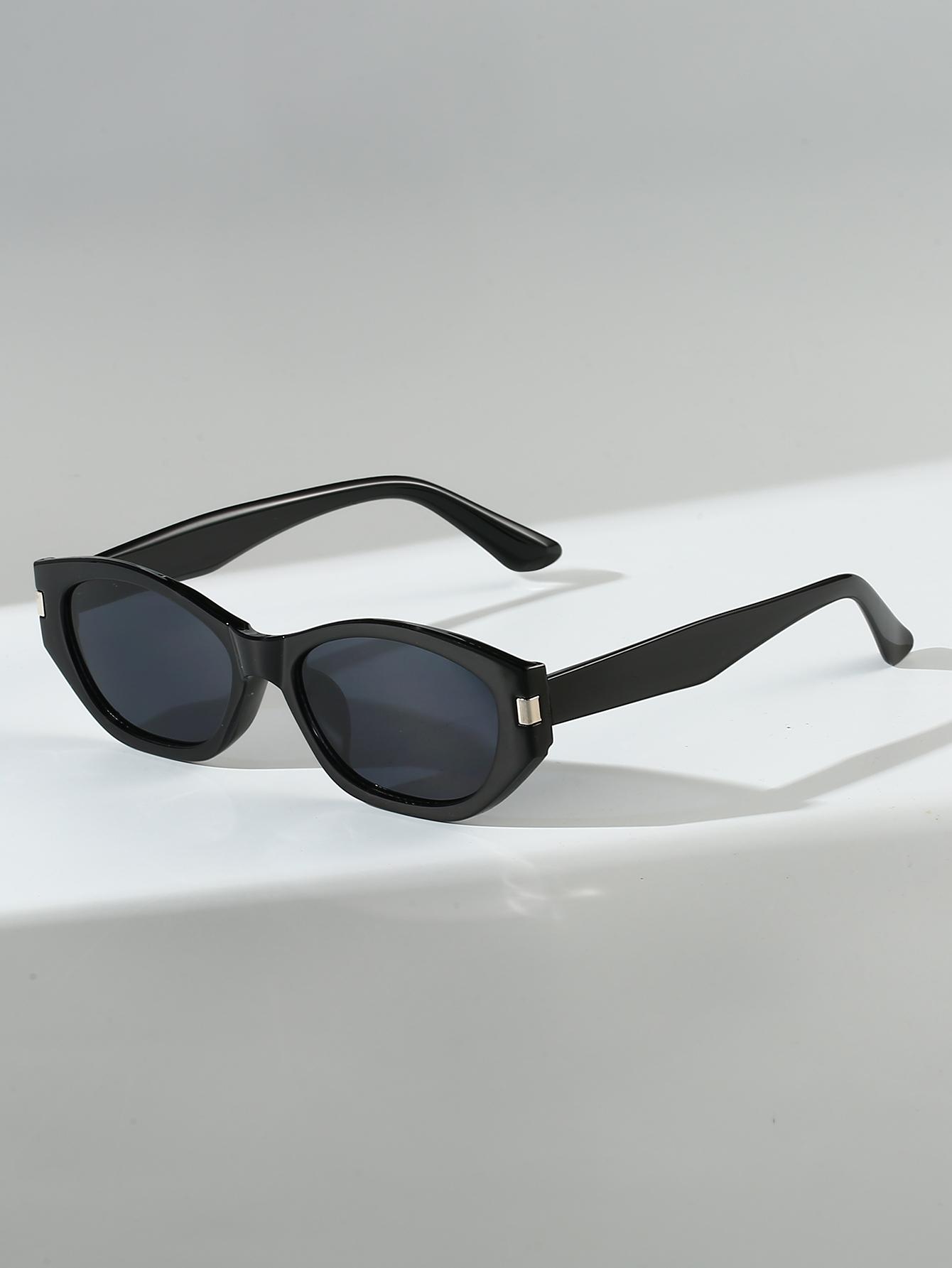 

1Pc Minimalist Oval Sunglasses with Metal Buckle, Light Luxury, Unisex, Suitable for Commuting and Vacation, Stylish
