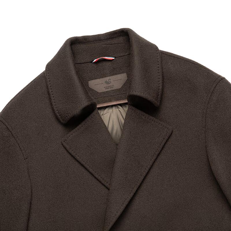 Men's 100% Wool Double-Breasted Overcoat with Detachable Goose Down Liner