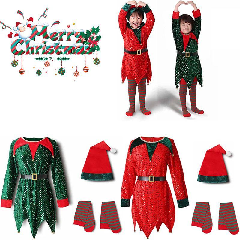 Christmas Kid Elf Costume Santa Claus Cosplay Fancy Dress Xmas Festive Outfits
