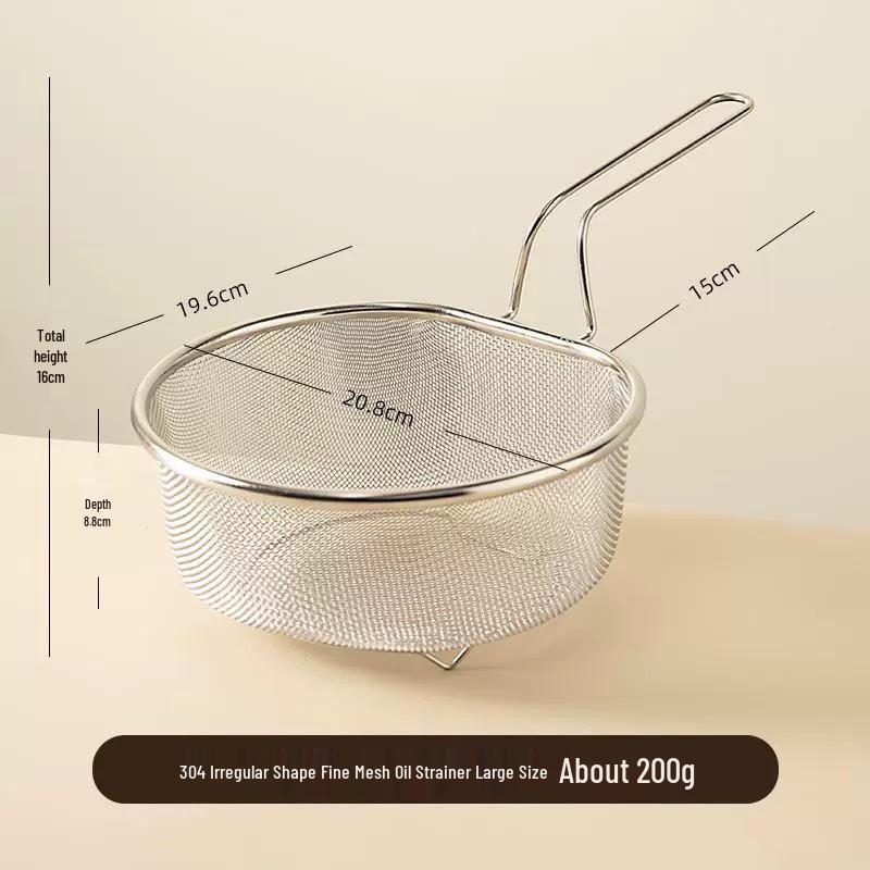 304 Stainless Steel Skimmer for Frying, Boiling, Draining & Filtering Noodles and Vegetables