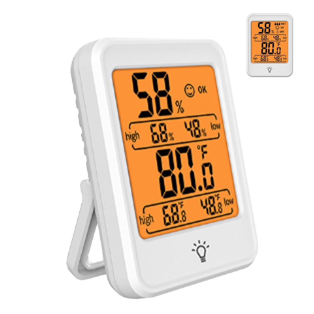 Thermometer Hygrometer Indoor Digital Temperature Humidity Monitor Meter with Backlight for Greenhouse White