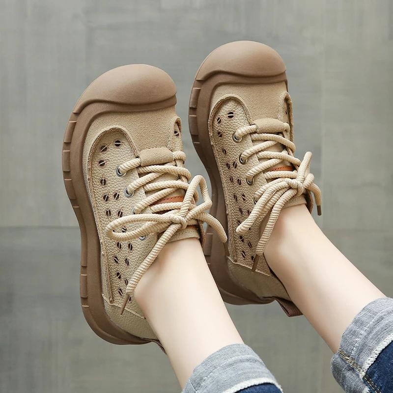 Fashion Flats Women Sneakers Lace Up Sport Shoes Designer Casual Woman Shoes Summer 2025 Walking Cozy Running New Zapatillas De Mujer