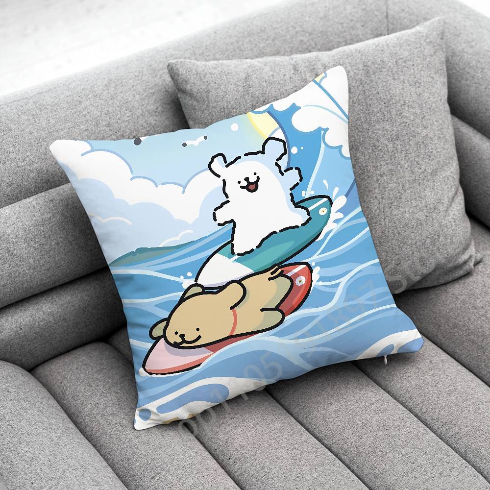 Korea Line Puppy Maltese Dog Throw Pillow Case For 30x30cm 40x40cm 45x45cm 50x50cm 55x55cm Square Sofa Pillowcase Shell