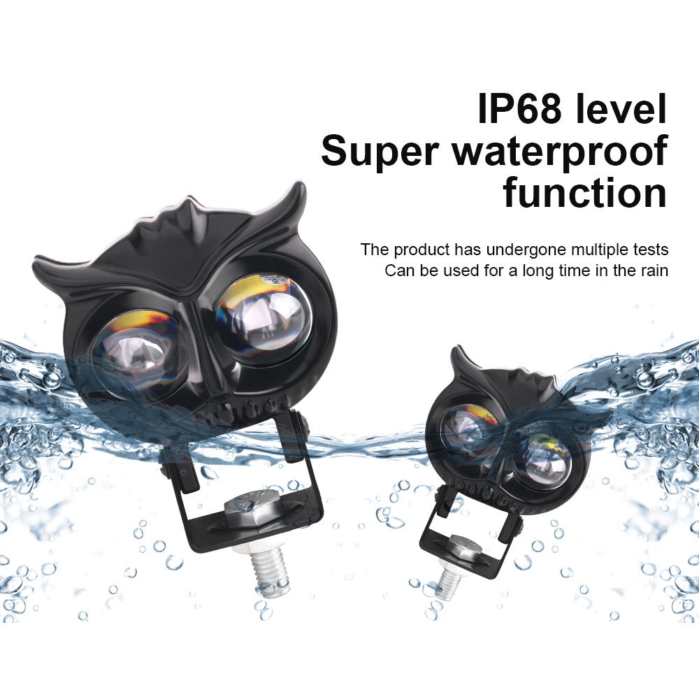 Motorcycle Headlight Led Owl Design Strobe Flash Spotlights White Yellow High Low Beam Scooter Auto Fog Light Running Lamp 12V