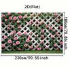 1pc, 2D flat, pink rose climbing white wire mesh fence banner, suitable for birthday celebrations and background banners, wsj