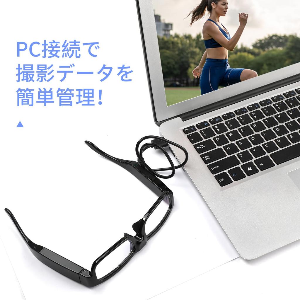 2K Kamera 64GB Smart-Kamera Outdoor-Aufnahme Tragbares Gerät für und Keine App erforderlich SD-Karte Brille, Eingebaute Brille, Radfahren, Wandern, Klettern,