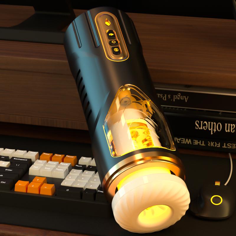 Real Vagina Pussy Heated Automatic Masturbator Male Telescopic Rotating Masturbation Cup Adult Sex Toy Shop for Men Sexy Machine