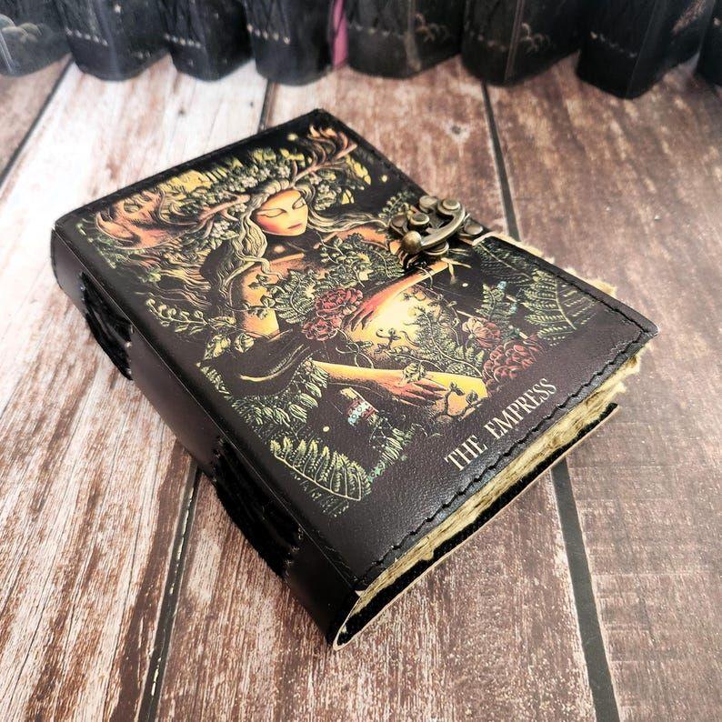 Leather Journal THE EMPRESS Printed Leather Dairy, Dream Journal, Wedding Gift,  Leather Sketchbook, Personalized Gift.