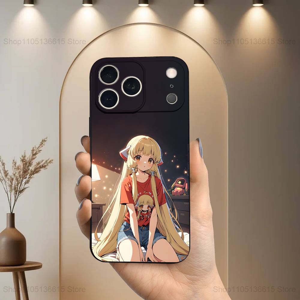 

Cute C-Chobits Comics Case For iPhone 17,16,15,14,13,12,11 Air,Plus,Pro Max,XS,X,XR,SE,Mini,8,7,Soft Silicone Black Cover iPhone17Air