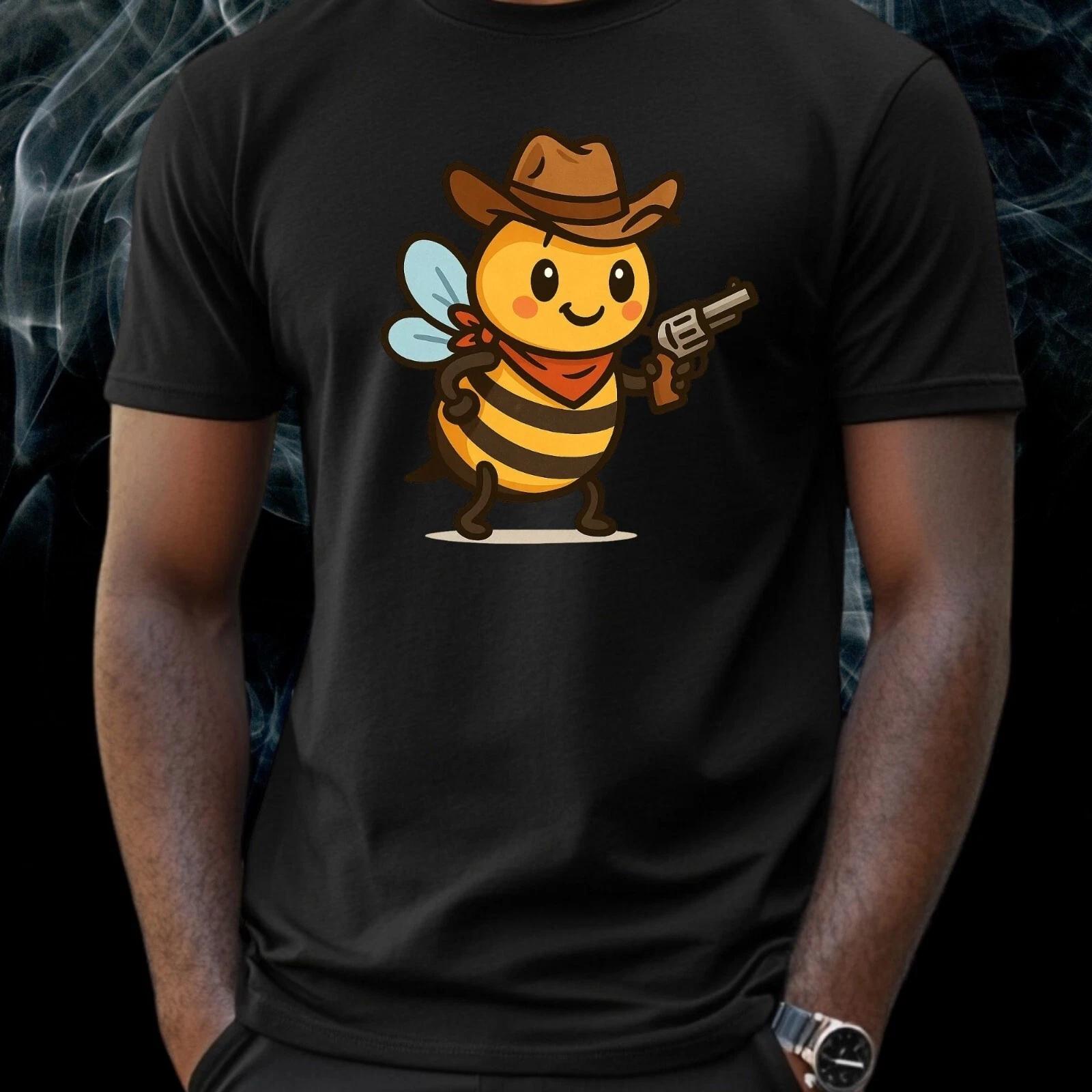 T-Shirt Herren Cowboy Biene Motiv Baumwolle Größe S bis 5XL XL