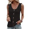 Women’s Sleeveless Eyelet Button Front Tank Top with Adjustable Shoulder Ties and Scoop Neck Casual Summer Blouse