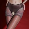 Sheer Black Lace Panties with Attached Pantyhose - Plus Size, Anti-Run, One-Piece Design