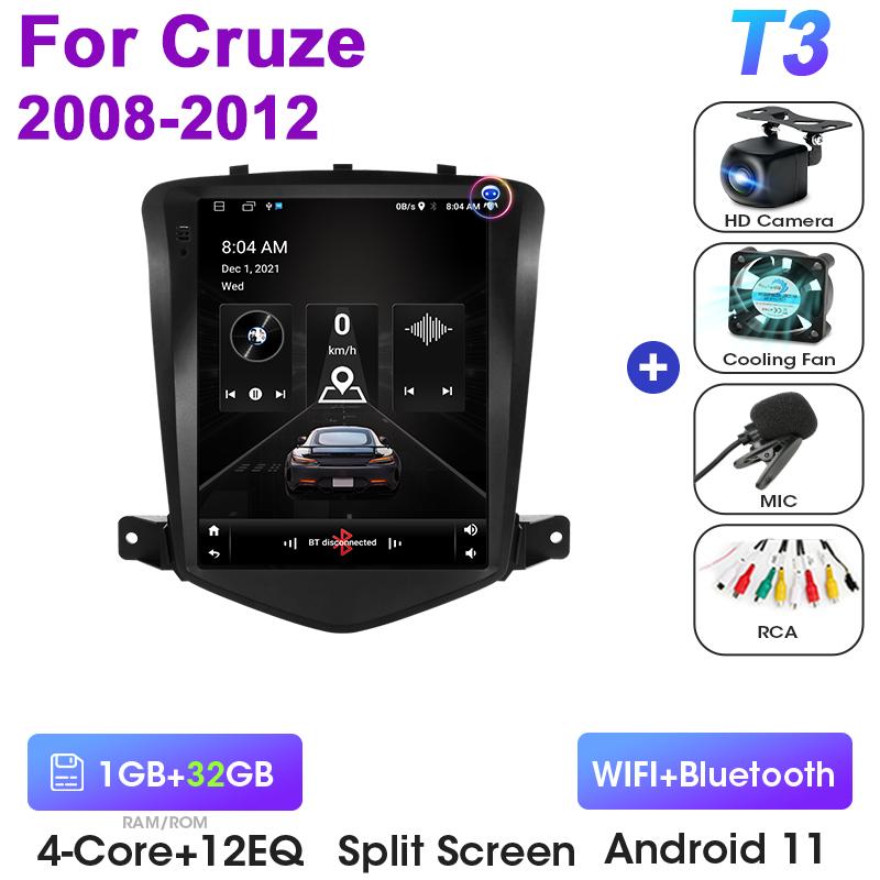 9.7" 2 Din Android 12 Car Radio For Chevrolet Cruze J300 2008 - 2012 Multimedia Video Player GPS 4G Carplay Auto Stereo RDS DSP