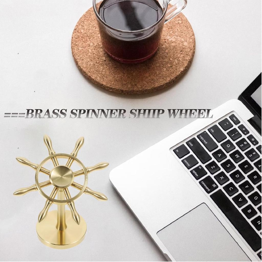 Fidget Spinners, Brass Spinner Fidget, Kinetic Desk Toys Spin with Stand, Gyro Wheel Toy, High Speed Bearing Hand Spinner Anxiety Finger Toys Gyro
