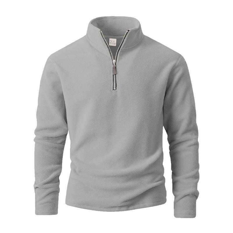 

2026 New Autumn and Winter Men s Sweatshirt Stand Collar Zipper Solid Color Long-sleeved Top Jacket XXL сірий