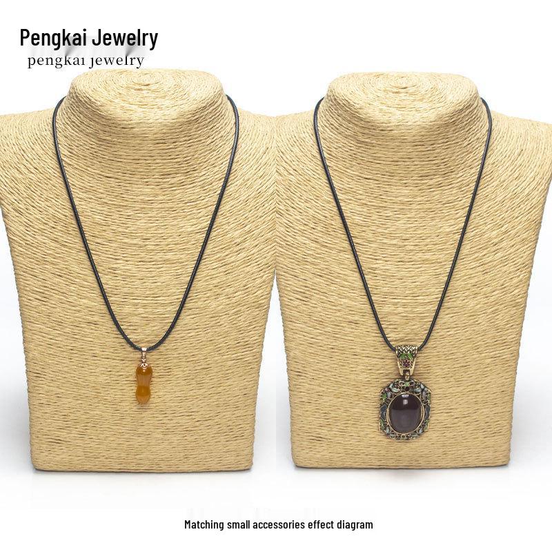 Korean Wax Cord Necklace with Weight Clasp - Black for Men and Women