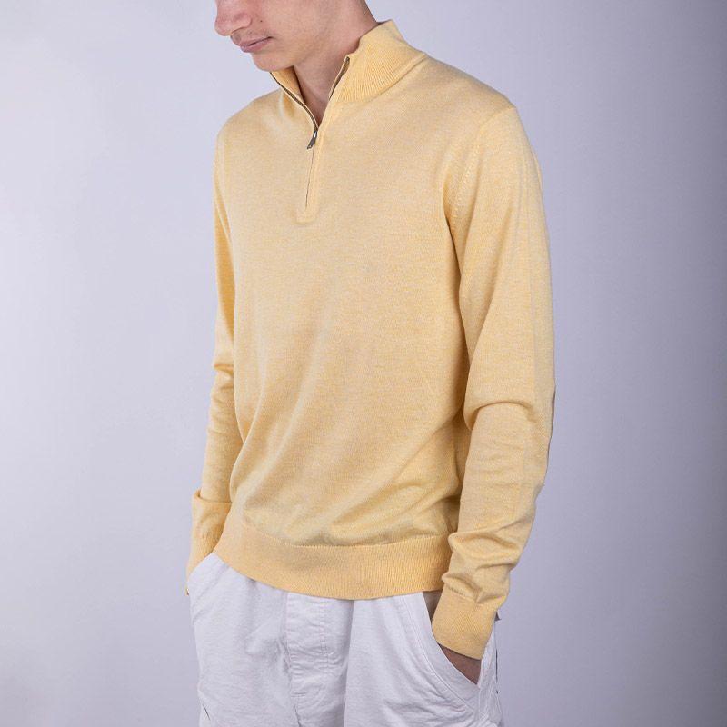 

Желтый свитер с воротником на молнии из смесового кашемира Мужской HACKETT M жёлтый
