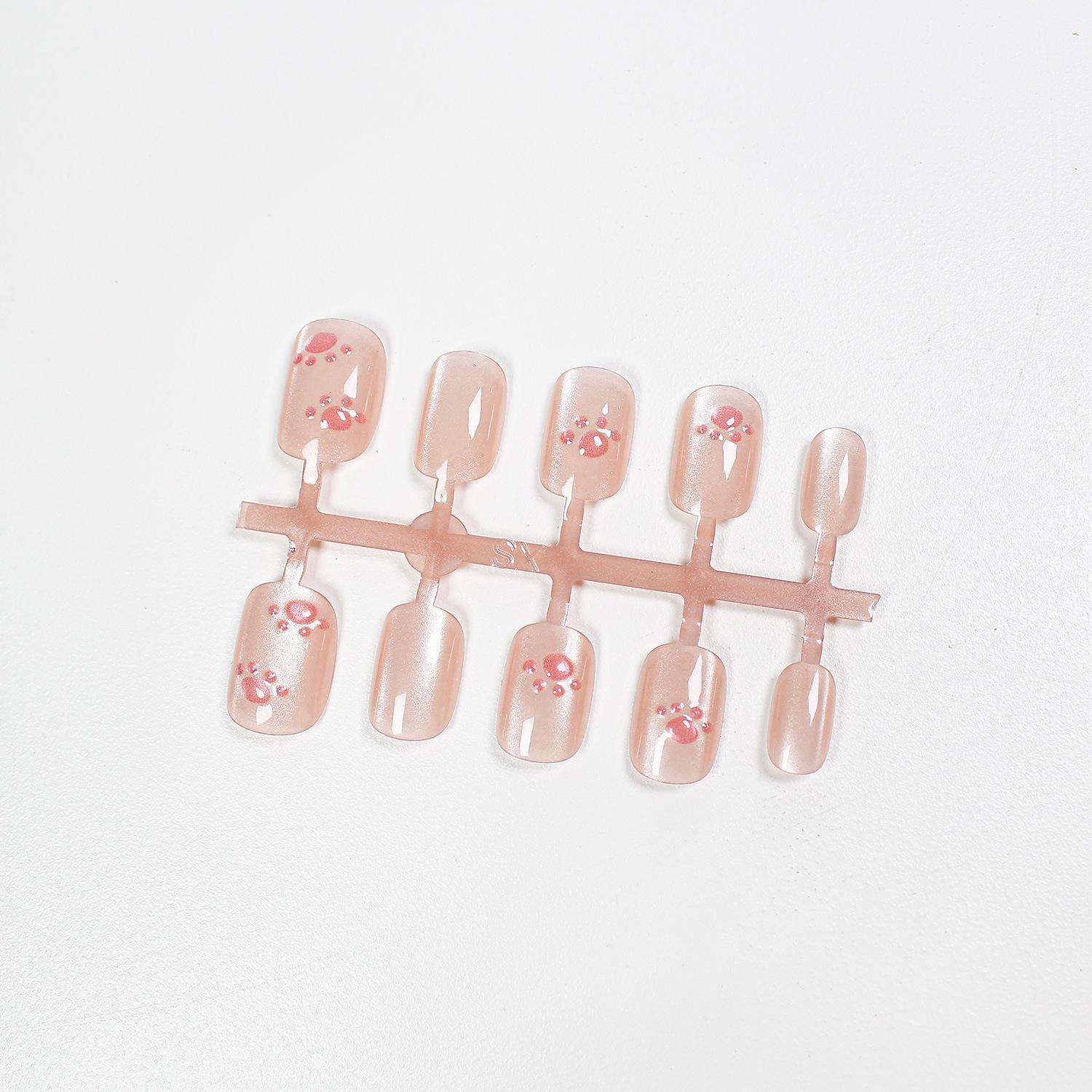 

Jiaolong Girlish Pink Cat Eye 3D Cat Paw Manicure Nail Tips S (Without Adhesive)