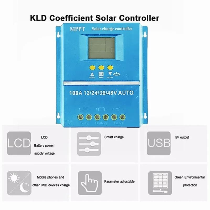 80A 100A MPPT 12V 24V 48V96V Auto Solar Charge Controller with LCD Display Solar PV Regulators for Lead-acid / Lithium Battery