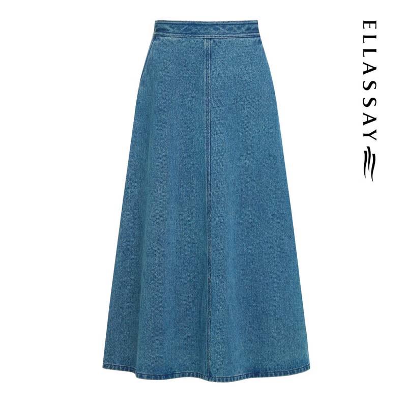 ELLASSAY Elegant A-line Denim Skirt