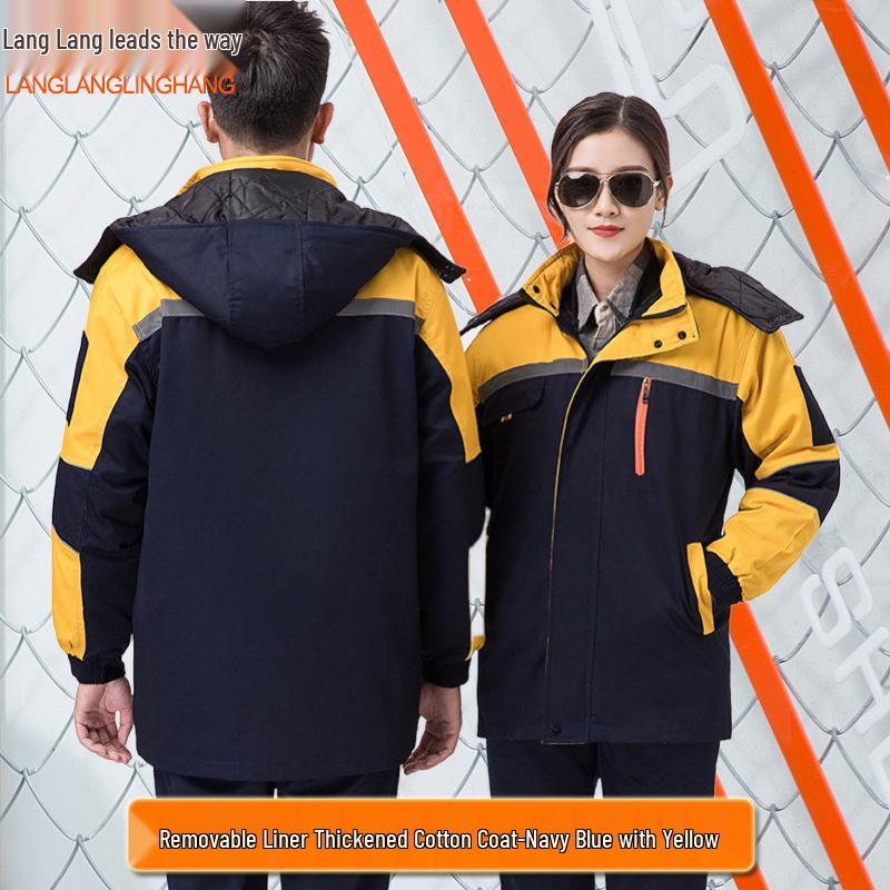 Winter Workwear Cotton Padded Jacket: Cold-Proof, Reflective, Warm Protection for Freezer Storage