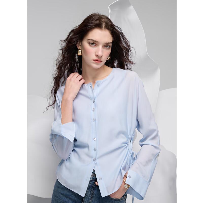 Sancai 2025 Spring French Acetate Slimming Blouse S