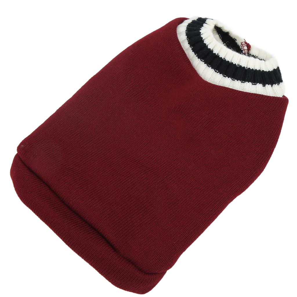 Pet Knitwear V Neck College Style Dog Knitted Autumn and Winter Vest for Cat Dog Rabbits ChinchillaWine Red M